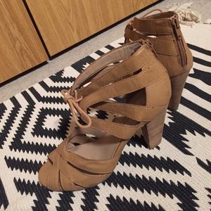 Moda Spana Caged Lace-Up Open Toe Heels Sz 7.5